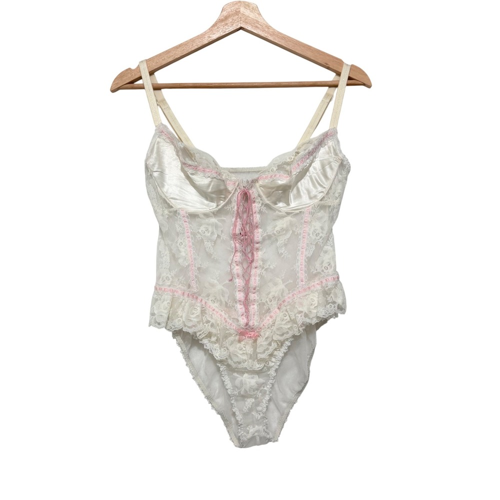 Vintage Emil Bole Women's Lace Teddy Bodysuit Small Coquette Bridal